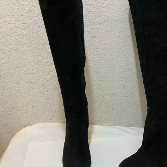 PRADA Black Suede Knee Stiletto Boots Size 39 - Picture 8 of 16